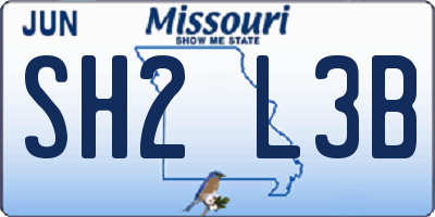 MO license plate SH2L3B