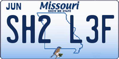 MO license plate SH2L3F