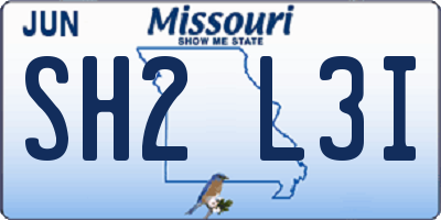 MO license plate SH2L3I