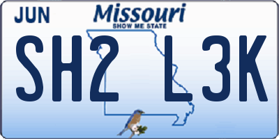 MO license plate SH2L3K