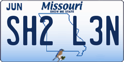 MO license plate SH2L3N