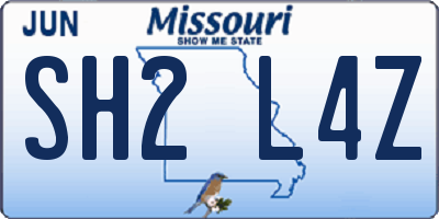 MO license plate SH2L4Z