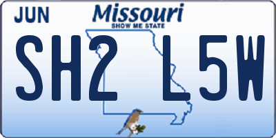 MO license plate SH2L5W