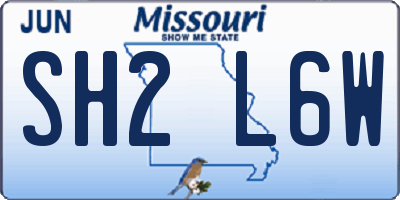 MO license plate SH2L6W