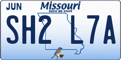MO license plate SH2L7A