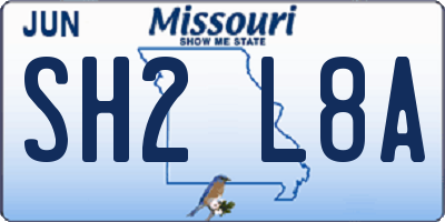 MO license plate SH2L8A