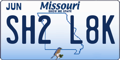 MO license plate SH2L8K