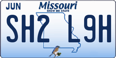 MO license plate SH2L9H