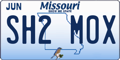 MO license plate SH2M0X