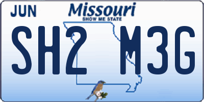 MO license plate SH2M3G