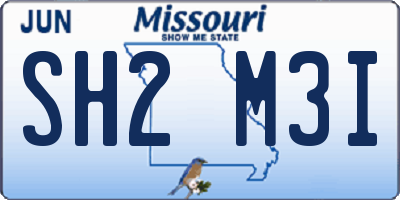 MO license plate SH2M3I