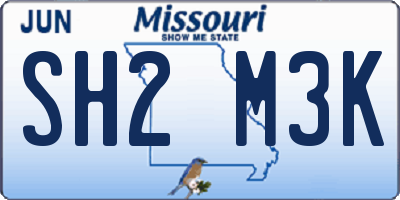 MO license plate SH2M3K