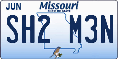MO license plate SH2M3N