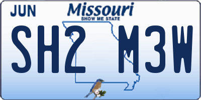 MO license plate SH2M3W