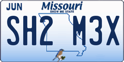 MO license plate SH2M3X