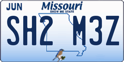MO license plate SH2M3Z