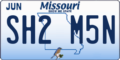 MO license plate SH2M5N