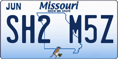 MO license plate SH2M5Z