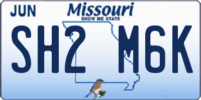 MO license plate SH2M6K