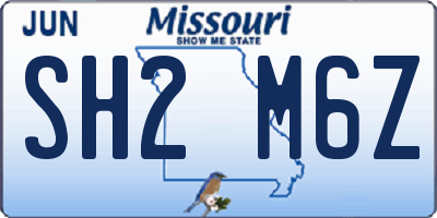 MO license plate SH2M6Z