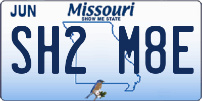 MO license plate SH2M8E