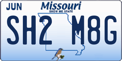 MO license plate SH2M8G