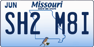 MO license plate SH2M8I