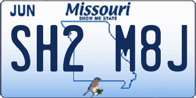 MO license plate SH2M8J