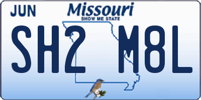 MO license plate SH2M8L