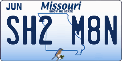 MO license plate SH2M8N