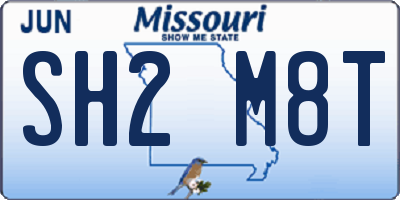 MO license plate SH2M8T