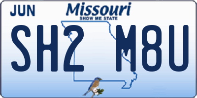 MO license plate SH2M8U