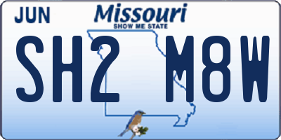 MO license plate SH2M8W