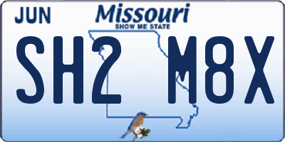 MO license plate SH2M8X