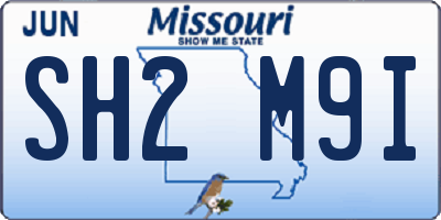 MO license plate SH2M9I