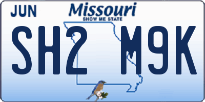 MO license plate SH2M9K