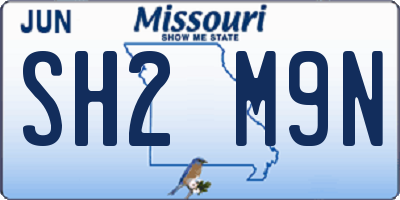 MO license plate SH2M9N