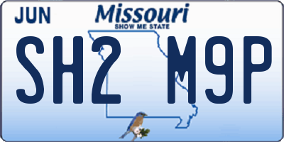 MO license plate SH2M9P