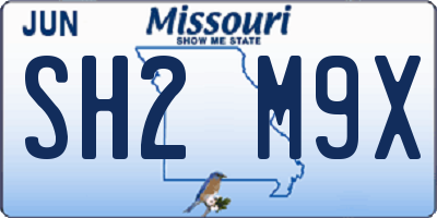 MO license plate SH2M9X