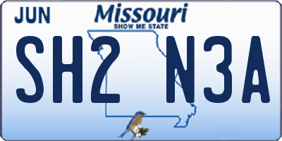 MO license plate SH2N3A