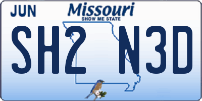 MO license plate SH2N3D