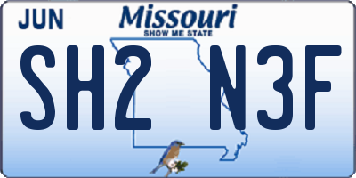 MO license plate SH2N3F