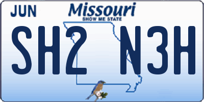 MO license plate SH2N3H