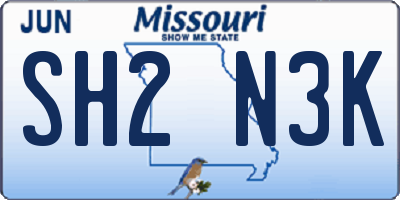 MO license plate SH2N3K