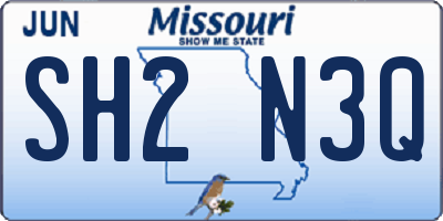 MO license plate SH2N3Q