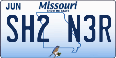 MO license plate SH2N3R