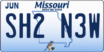 MO license plate SH2N3W