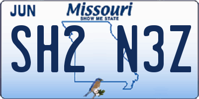 MO license plate SH2N3Z