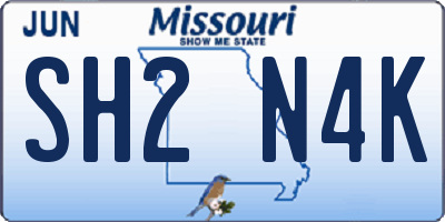 MO license plate SH2N4K