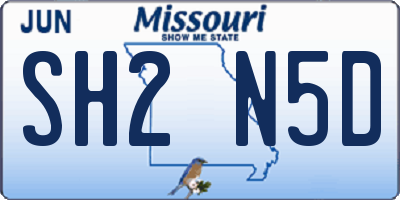 MO license plate SH2N5D